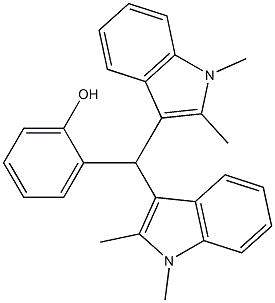 2-[bis(1,2-dimethyl-1H-indol-3-yl)methyl]phenol Struktur