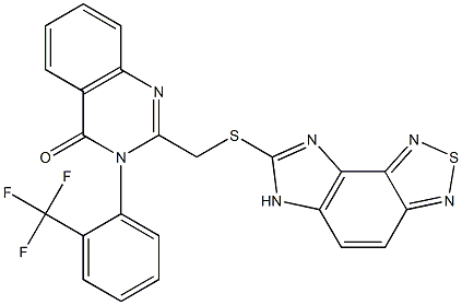 2-[(6H-imidazo[4,5-e][2,1,3]benzothiadiazol-7-ylsulfanyl)methyl]-3-[2-(trifluoromethyl)phenyl]quinazolin-4(3H)-one Struktur