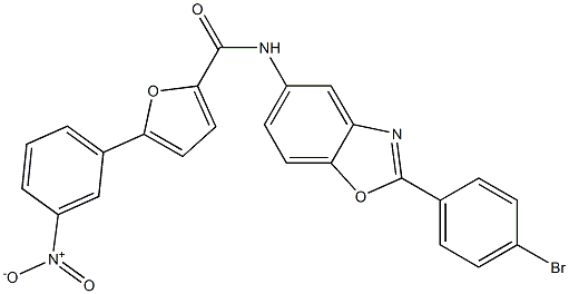 N-[2-(4-bromophenyl)-1,3-benzoxazol-5-yl]-5-{3-nitrophenyl}-2-furamide Struktur