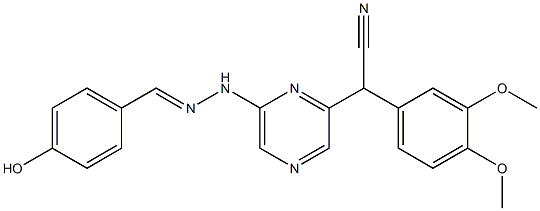 (3,4-dimethoxyphenyl){6-[2-(4-hydroxybenzylidene)hydrazino]-2-pyrazinyl}acetonitrile Struktur