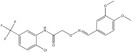 N-[2-chloro-5-(trifluoromethyl)phenyl]-2-{[(3,4-dimethoxybenzylidene)amino]oxy}acetamide Struktur