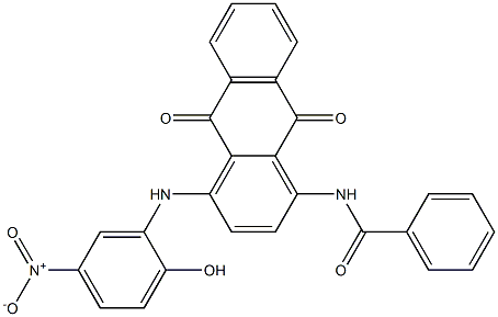 N-(4-{2-hydroxy-5-nitroanilino}-9,10-dioxo-9,10-dihydroanthracen-1-yl)benzamide Struktur