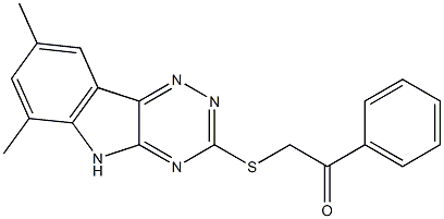 2-[(6,8-dimethyl-5H-[1,2,4]triazino[5,6-b]indol-3-yl)sulfanyl]-1-phenylethanone Struktur