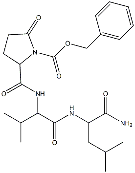 benzyl 2-({[1-({[1-(aminocarbonyl)-3-methylbutyl]amino}carbonyl)-2-methylpropyl]amino}carbonyl)-5-oxo-1-pyrrolidinecarboxylate Struktur