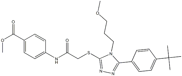 methyl 4-[({[5-(4-tert-butylphenyl)-4-(3-methoxypropyl)-4H-1,2,4-triazol-3-yl]sulfanyl}acetyl)amino]benzoate Struktur