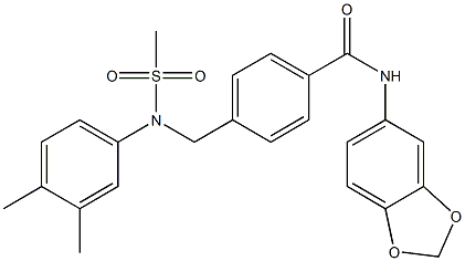 N-(1,3-benzodioxol-5-yl)-4-{[3,4-dimethyl(methylsulfonyl)anilino]methyl}benzamide Struktur