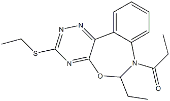 ethyl 6-ethyl-7-propionyl-6,7-dihydro[1,2,4]triazino[5,6-d][3,1]benzoxazepin-3-yl sulfide Struktur