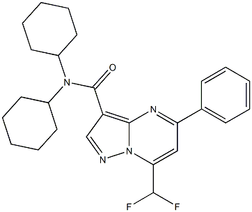 N,N-dicyclohexyl-7-(difluoromethyl)-5-phenylpyrazolo[1,5-a]pyrimidine-3-carboxamide Struktur