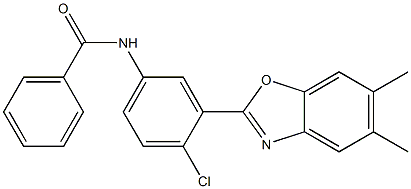 N-[4-chloro-3-(5,6-dimethyl-1,3-benzoxazol-2-yl)phenyl]benzamide Struktur