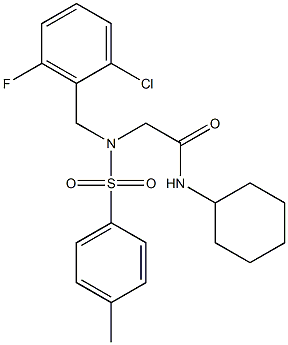 2-{(2-chloro-6-fluorobenzyl)[(4-methylphenyl)sulfonyl]amino}-N-cyclohexylacetamide Struktur