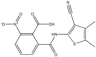 2-{[(3-cyano-4,5-dimethyl-2-thienyl)amino]carbonyl}-6-nitrobenzoic acid Struktur