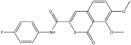 N-(4-fluorophenyl)-7,8-dimethoxy-1-oxo-1H-isothiochromene-3-carboxamide Struktur