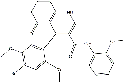 4-(4-bromo-2,5-dimethoxyphenyl)-N-(2-methoxyphenyl)-2-methyl-5-oxo-1,4,5,6,7,8-hexahydro-3-quinolinecarboxamide Struktur