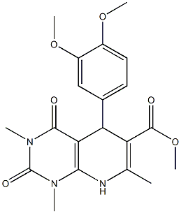 methyl 5-(3,4-dimethoxyphenyl)-1,3,7-trimethyl-2,4-dioxo-1,2,3,4,5,8-hexahydropyrido[2,3-d]pyrimidine-6-carboxylate Struktur