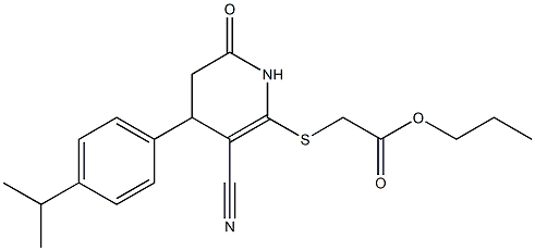 propyl {[3-cyano-4-(4-isopropylphenyl)-6-oxo-1,4,5,6-tetrahydro-2-pyridinyl]sulfanyl}acetate Struktur