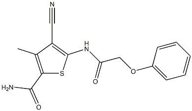 4-cyano-3-methyl-5-[(phenoxyacetyl)amino]thiophene-2-carboxamide Struktur