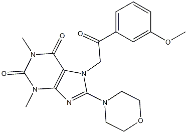 7-[2-(3-methoxyphenyl)-2-oxoethyl]-1,3-dimethyl-8-(4-morpholinyl)-3,7-dihydro-1H-purine-2,6-dione Struktur