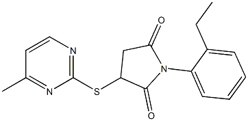 1-(2-ethylphenyl)-3-[(4-methyl-2-pyrimidinyl)sulfanyl]-2,5-pyrrolidinedione Struktur