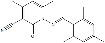 1-{[(E)-mesitylmethylidene]amino}-4,6-dimethyl-2-oxo-1,2-dihydro-3-pyridinecarbonitrile Struktur