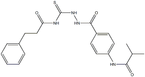 2-methyl-N-{4-[(2-{[(3-phenylpropanoyl)amino]carbothioyl}hydrazino)carbonyl]phenyl}propanamide Struktur