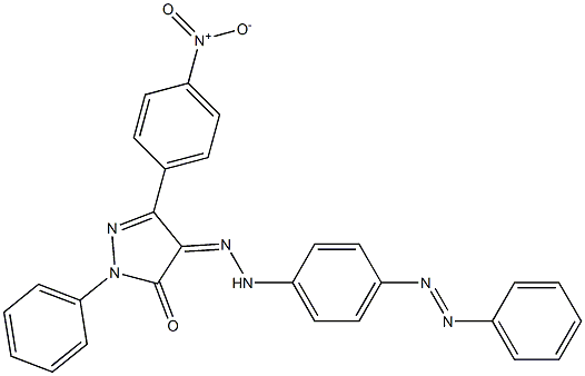 3-(4-nitrophenyl)-1-phenyl-1H-pyrazole-4,5-dione 4-(N-{4-[(E)-2-phenyldiazenyl]phenyl}hydrazone) Struktur