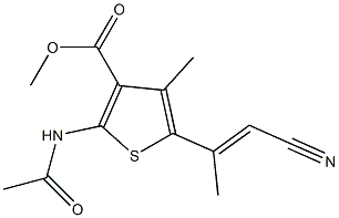 methyl 2-(acetylamino)-5-[(E)-2-cyano-1-methylethenyl]-4-methyl-3-thiophenecarboxylate Struktur