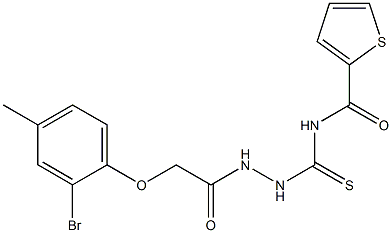 N-({2-[2-(2-bromo-4-methylphenoxy)acetyl]hydrazino}carbothioyl)-2-thiophenecarboxamide Struktur