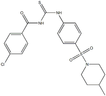 N-(4-chlorobenzoyl)-N'-{4-[(4-methyl-1-piperidinyl)sulfonyl]phenyl}thiourea Struktur