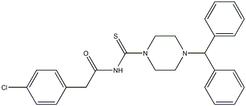 N-[(4-benzhydryl-1-piperazinyl)carbothioyl]-2-(4-chlorophenyl)acetamide Struktur