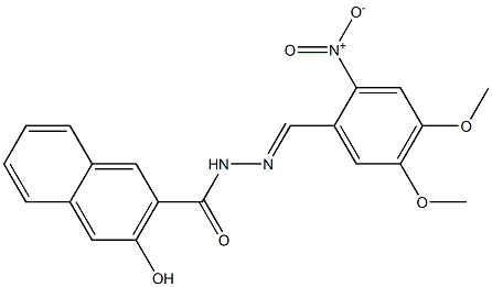 N'-[(E)-(4,5-dimethoxy-2-nitrophenyl)methylidene]-3-hydroxy-2-naphthohydrazide Struktur