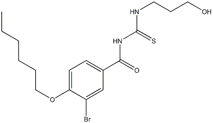 N-[3-bromo-4-(hexyloxy)benzoyl]-N'-(3-hydroxypropyl)thiourea Struktur