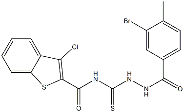 N-{[2-(3-bromo-4-methylbenzoyl)hydrazino]carbothioyl}-3-chloro-1-benzothiophene-2-carboxamide Struktur