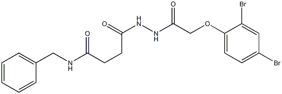 N-benzyl-4-{2-[2-(2,4-dibromophenoxy)acetyl]hydrazino}-4-oxobutanamide Struktur