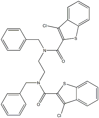 N-benzyl-N-(2-{benzyl[(3-chloro-1-benzothiophen-2-yl)carbonyl]amino}ethyl)-3-chloro-1-benzothiophene-2-carboxamide Struktur