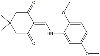 2-[(2,5-dimethoxyanilino)methylene]-5,5-dimethyl-1,3-cyclohexanedione Struktur