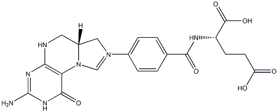 N-[4-[[(6aR)-1-Oxo-3-amino-1,2,5,6,6a,7-hexahydroimidazo[1,5-f]pteridine]-8(9H)-yl]benzoyl]-L-glutamic acid Struktur