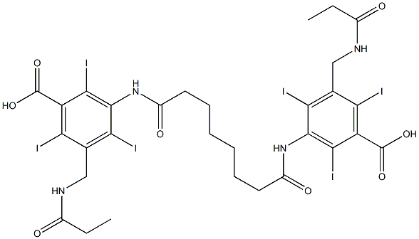 3,3'-(Suberoyldiimino)bis[5-(propionylaminomethyl)-2,4,6-triiodobenzoic acid] Struktur