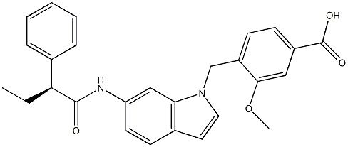 4-[6-[[(S)-2-Phenylbutyryl]amino]-1H-indol-1-ylmethyl]-3-methoxybenzoic acid Struktur