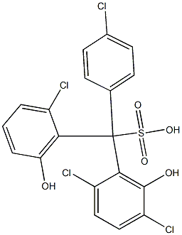 (4-Chlorophenyl)(2-chloro-6-hydroxyphenyl)(2,5-dichloro-6-hydroxyphenyl)methanesulfonic acid Struktur