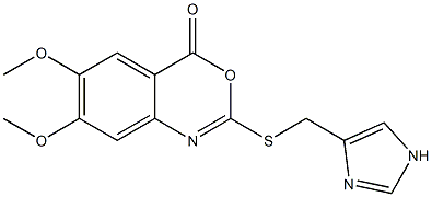 2-(1H-Imidazol-4-ylmethylthio)-6-methoxy-7-methoxy-4H-3,1-benzoxazin-4-one Struktur