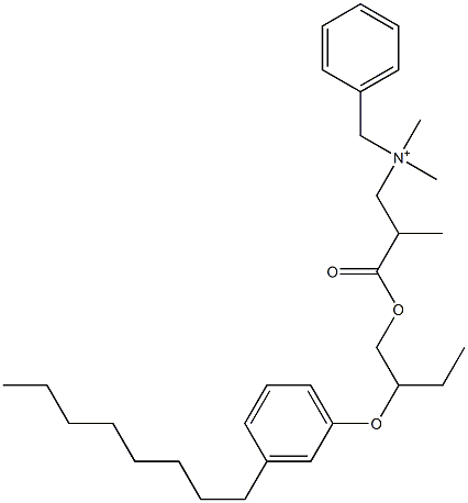 N,N-Dimethyl-N-benzyl-N-[2-[[2-(3-octylphenyloxy)butyl]oxycarbonyl]propyl]aminium Struktur