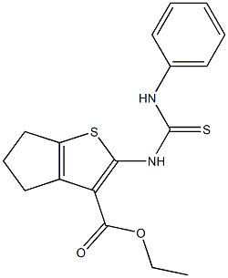 2-(3-Phenylthioureido)-5,6-dihydro-4H-cyclopenta[b]thiophene-3-carboxylic acid ethyl ester Struktur