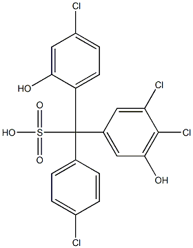 (4-Chlorophenyl)(4-chloro-2-hydroxyphenyl)(3,4-dichloro-5-hydroxyphenyl)methanesulfonic acid Struktur