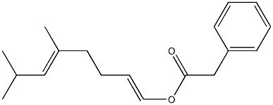 Phenylacetic acid 5,7-dimethyl-1,5-octadienyl ester Struktur