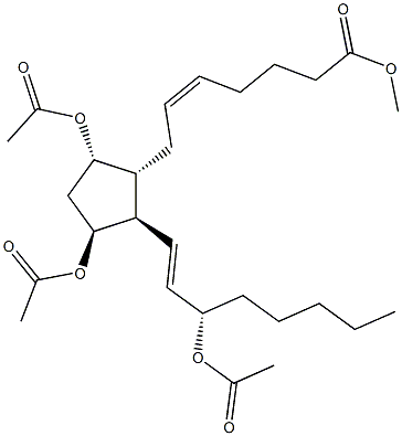 (5Z,9S,11S,13E,15S)-9,11,15-Tri(acetyloxy)prosta-5,13-dien-1-oic acid methyl ester Struktur