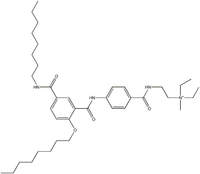 N,N-Diethyl-N-methyl-2-[[p-[[5-(octylcarbamoyl)-2-(octyloxy)benzoyl]amino]benzoyl]amino]ethanaminium Struktur