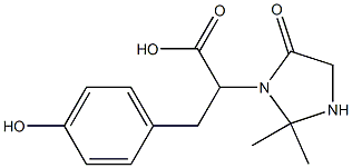 2-(2,2-Dimethyl-4-oxoimidazolidin-3-yl)-3-(4-hydroxyphenyl)propanoic acid Struktur