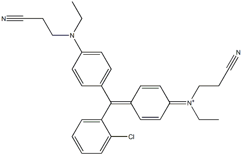 N-[4-[(2-Chlorophenyl)[4-[(2-cyanoethyl)ethylamino]phenyl]methylene]-2,5-cyclohexadien-1-ylidene]-2-cyano-N-ethylethanaminium Struktur