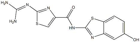 2-(Diaminomethyleneamino)-N-(5-hydroxy-2-benzothiazolyl)thiazole-4-carboxamide Struktur