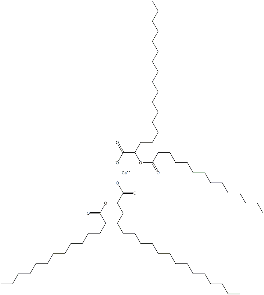 Bis(2-myristoyloxyoctadecanoic acid)calcium salt Struktur